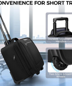 Rolling briefcase with telescoping handle and dual rubber wheels