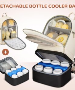Breast pump bag with detachable cooler compartment