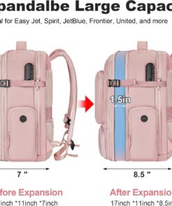 Travel backpack expandable volume for airline personal item